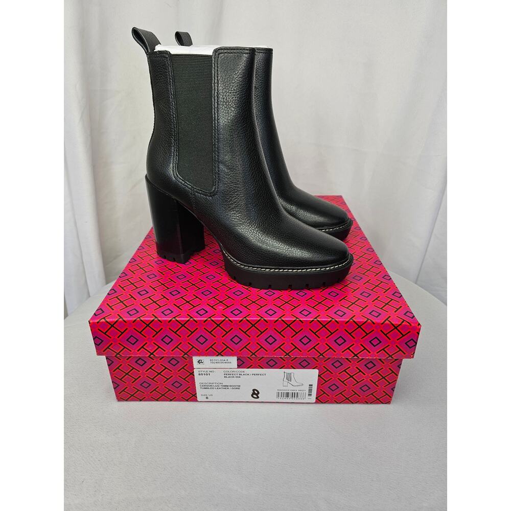 Tory Burch Carson Lug 70 MM Sole High Heel Bootie Boots Size 8 Black NWT - Picture 3 of 12